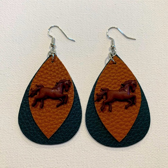 Dynamic Duo Designs Jewelry - 🎉 Host Pick 🎉 Faux Leather 3D button Horse 🐴 earrings